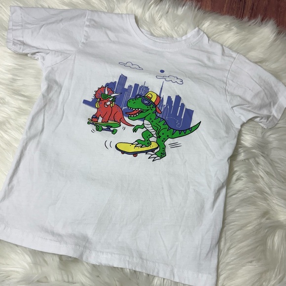 Primark Youth Boy Size 7-8 Years White Shirt with Colorful Dinosaur Graphic - Picture 2 of 12